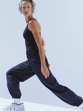 Women's Black Jogger Pants - Sleek Active Windbreaker Style